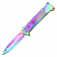 8" Rainbow Titanium Joker Spring Assisted Pocket Knife