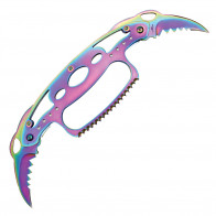 9" Rainbow Titanium Convertible Knuckle Dual Blade Knife 