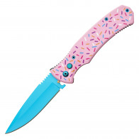 8" Push Button Auto Pink Cupcake Handle w/ Safety Lock - Sweet Treats Collection