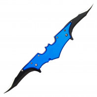 11.5" Spring Assisted Blue Bat SHAPED Dual Blade Pocket Knife