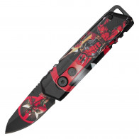 ATOMIC - 5" Red Mercenary Push Button Knife