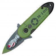 5" ATOMIC Green Bomb Push Button Knife