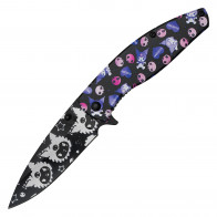 8" Melody Bunny Black Assisted Open Pocket Knife 
