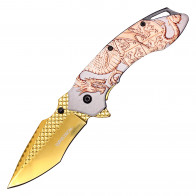 7.25 Wartech Titanium Gold Dragon EDC Pocket Knife