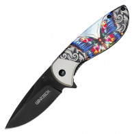7" Wartech Black Butterfly Pocket Knife