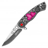8.75" Black Flower Heart Knife