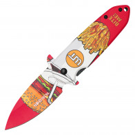 WARTECH - 7.75" Assisted Open 3-D Printed Supersized Combo Graphic Pocket Knife