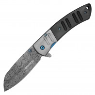 WARTECH - 8" Black Wood Handle Pocket Knife with Etched Blade