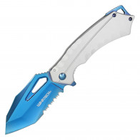 7.5" Pocket Knife w/ Silver Handle & Blue Steel Blade