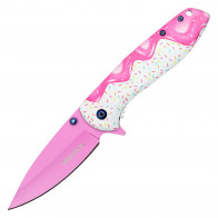 7.5" WarTech Assisted Opening White Cupcake Pocket Knife - Sweet Treats