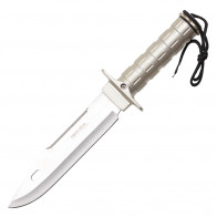 10" Drop Point Chrome Colored Survival Knife W/ Sheath (Chrome)