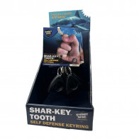 12-pc Dozen Shark Tooth Design ABS Blue Self-Defense Ring w/ POP Display