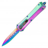 9.5" *ATOMIC Select Auto OTF "Gadget"-Tanto Rainbow Titanium Blade
