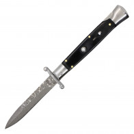 9'' AKC Italy Auto Stiletto Bison Horn Inlay w/ Damascus Blade & Gift Box