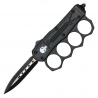 9" Black Skull Knuckle OTF Knife