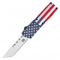 7.75" UltraLite Atomic USA Patriot Flag OTF Auto D2 Steel Tanto Blade w/ Kydex Gift Box