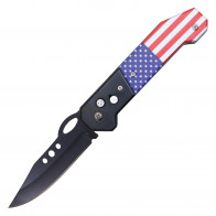 8" Push Button USA Flag Auto w/ Safety Lock