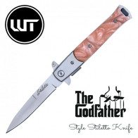 8.5" Spring Assisted Stiletto w/ Pink Pearl Handle