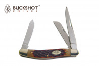 8" Buckshot 3-Blade Stockman Folder w/ Jigged Bone Inlay