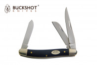 8" Buckshot 3-Blade Stockman Folder w/ Black Wood Inlay