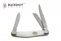 8" Buckshot 3-Blade Stockman Folder w/ Mother Of Pearl Inlay