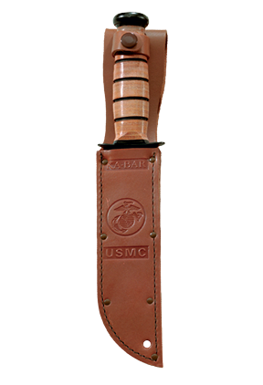 LEATHER SHEATH,USMC LOGO-BRN,FIT KNF W/7" BLADE