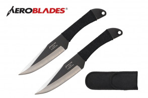2 Piece 7.5"  Throwing Knives Set w/ Cord Wrapped Handle (Black)