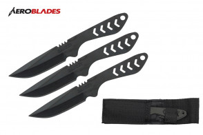 3 Piece 5.5" Black Ranger Throwing Knives With Case