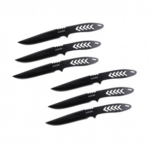 6 Piece 6.5" Black Super Throwing Knives With Case