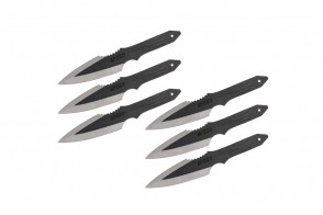 6 Piece Black 9" Throwing Knives With Case