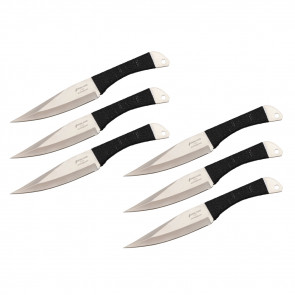 9" Set of 6 Black Cord Wrapped Throwing Knives