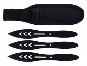 6.5" Set of 3 Black Ninja Kunai Knives