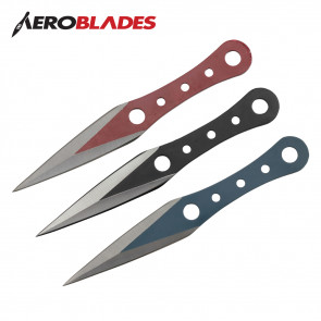 6.5" Set of 3 Throwing Knives (Black/Blue/Red)