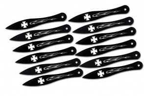 9" Set of 12 Iron Cross Throwing Knives
