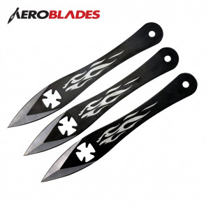 9" Set of 3 Iron Cross Throwing Knives