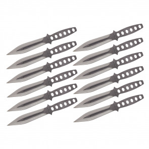 9" Set of 12 Silver Throwing Knives