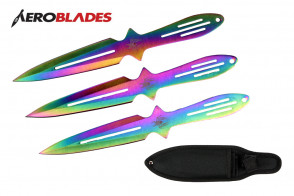 8.5" Set of 3 Rainbow Spider Throwing Knives