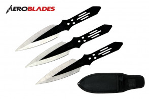 6.5" Set of 3 Black Flash Throwing Knives