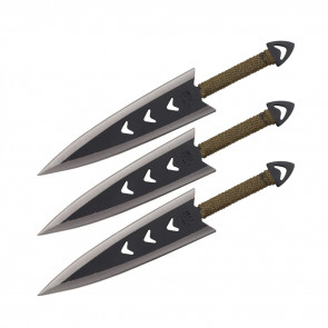 Set of 3 6.5" Paracord Wrapped Arrowhead Throwing Knives
