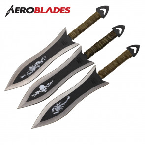 Set of 6 6.5" Paracord Wrapped Arrowhead Assorted Throwing Knives