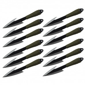 Set of 12 9" Paracord Wrapped Arrowhead Throwing Knives