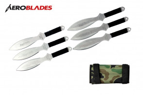 6 Piece 6.5" Rainbow Jack Ripper Throwing Knives Set With Camo Carrying Case