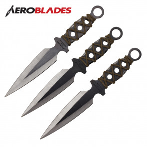Set of 3 9" Cross-Wrapped Throwing Knives