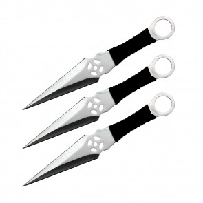 Set of 3 9" Cord-Wrapped Target Throwing Knives (Chrome)