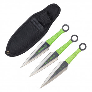 3 6.5" black biohazard kunai style thorwing knives