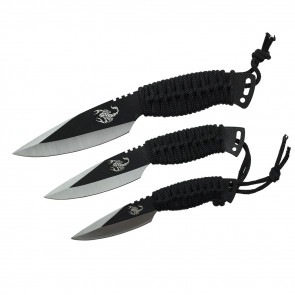 Set of 3 Various Length Scorpion Cord-Wrapped Throwing Knives