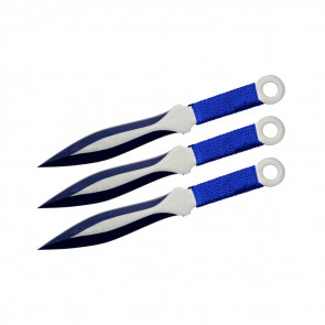Set of 3 9" Cord-Wrapped Throwing Knives (Blue)