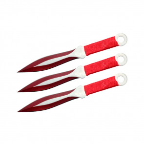 Set of 3 9" Cord-Wrapped Throwing Knives (Red)