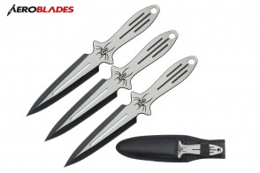 9" 3 pcs set two tone black throwing knife