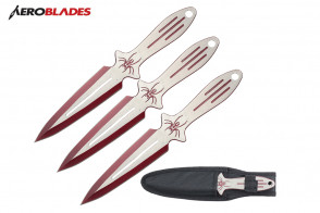 9" 3 pcs set two tone red throwing knife